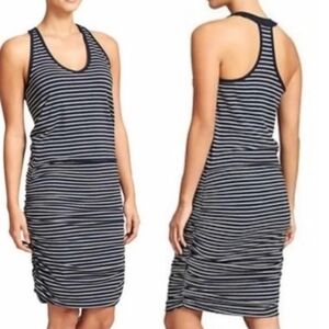 Athleta Dress Womens XXS Navy White Striped Ruched Racerback Tank Casual
